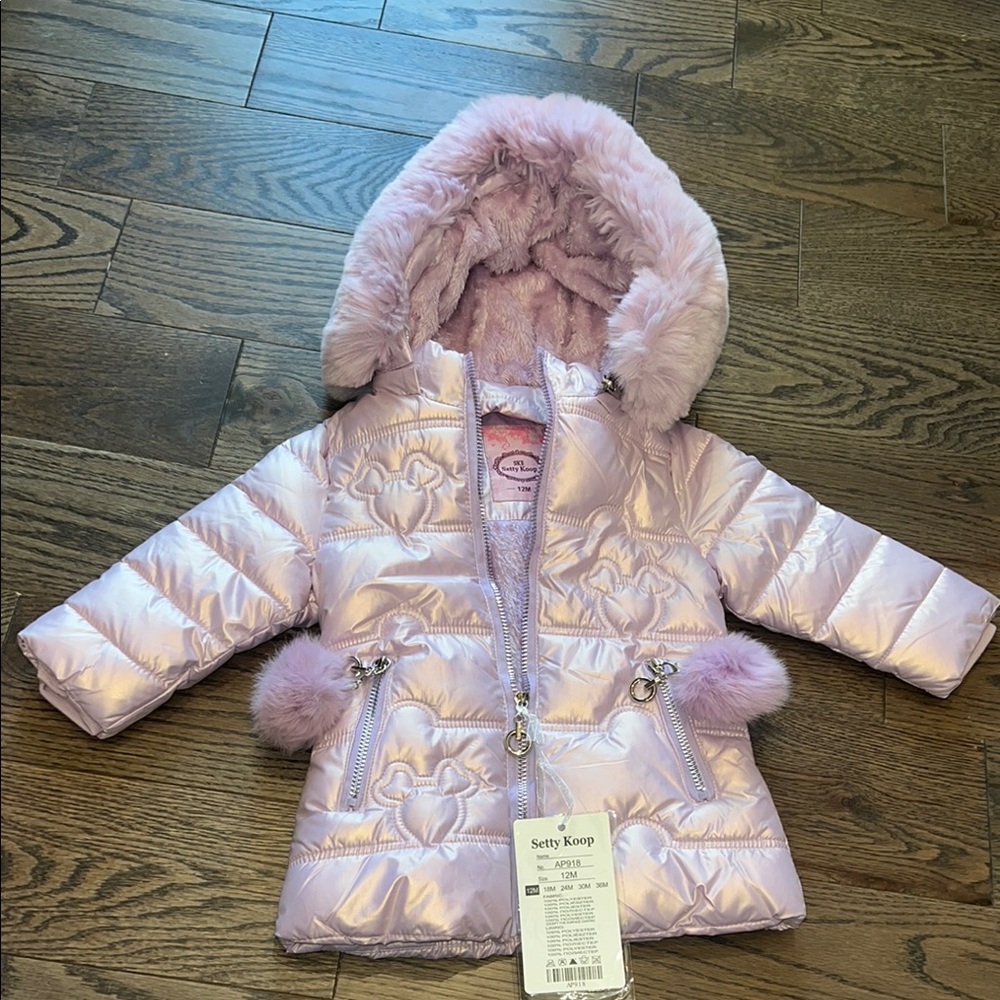 Serty Koop Lilac Puffer Coat with Faux Fur 12 months fashion jacket purple NWT